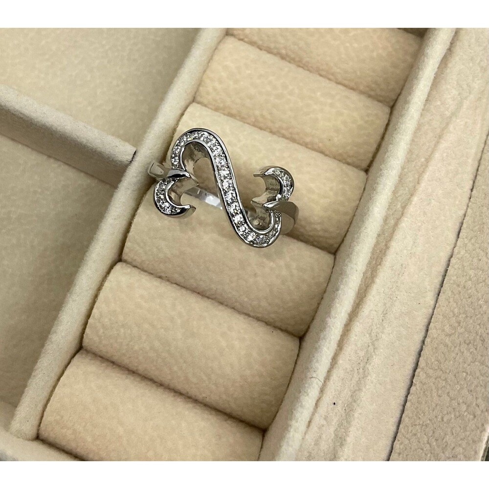 Jewelry-Silver and Simulated Diamond Ring Open Heart Fashion Ring (Size 6)
